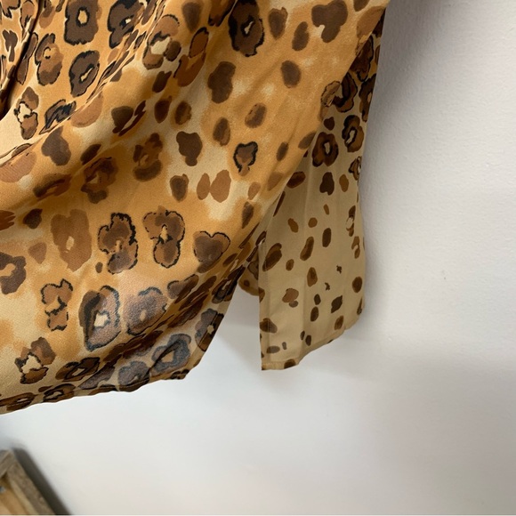 Apostrophe Blouse Woman 18W  Button Down Brown Animal Print‎ Ruffle Cuff Tunic - Picture 4 of 10
